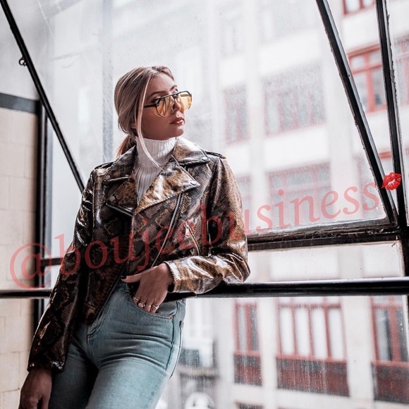 ZARA BNWT Snakeskin Printed Biker Jacket - Picture 1 of 8